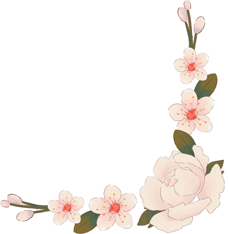 Soft Painting Peony Corner Border Element